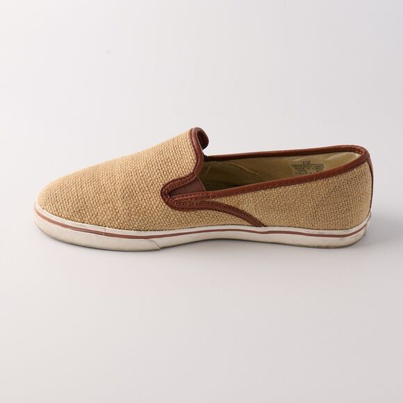 Lauren Ralph Lauren Janis Burlap Slip-On Sneakers Tan Brown Casual Preppy Sz 8.5 - Picture 9 of 11